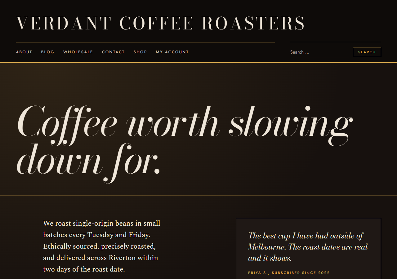 The same site with the designed look