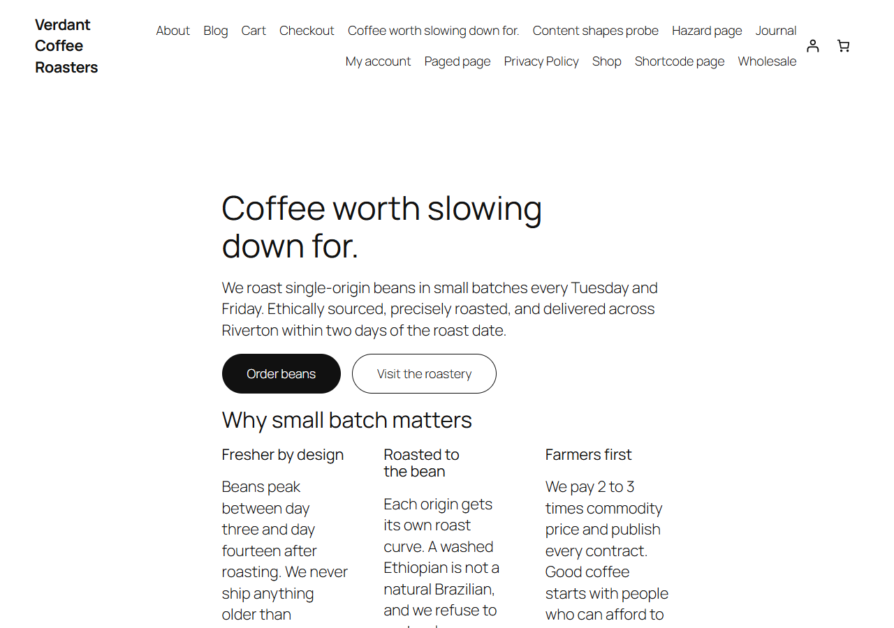 The site with its theme